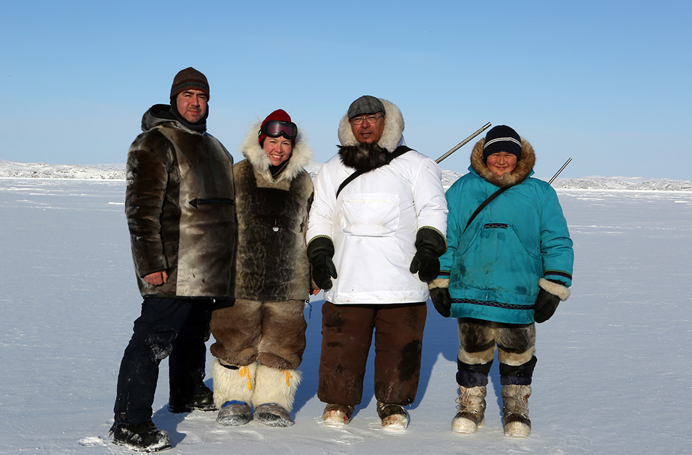 Alethea Arnaquq-Baril (second from the left) says she hopes her film will break deep-held stereotypes created by decades of well-funded anti-sealing campaigns. (Qajaaq Ellsworth)