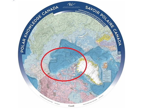 The Circumpolar North Map from Natural Resources Canada. Arctic blogger Heather Exner-Pirot marks the questionable boundry line. View original map here: https://www.canada.ca/content/dam/institutions/polar-knowledge/pdf/arctic_map.pdf