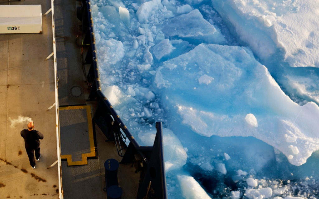 Sea ice breaks apart by the passing of the Finnish icebreaker MSV Nordica as it traverses the Northwest Passage through the Victoria Strait in the Canadian Arctic Archipelago Friday, July 21, 2017. Scientists believe there is no way to reverse the decline in Arctic sea ice in the foreseeable future. Even in the best-case scenario envisaged by the 2015 Paris climate accord, sea ice will largely vanish from the Arctic during the summer within the coming decades. (David Goldman/AP/via The Canadian Press)