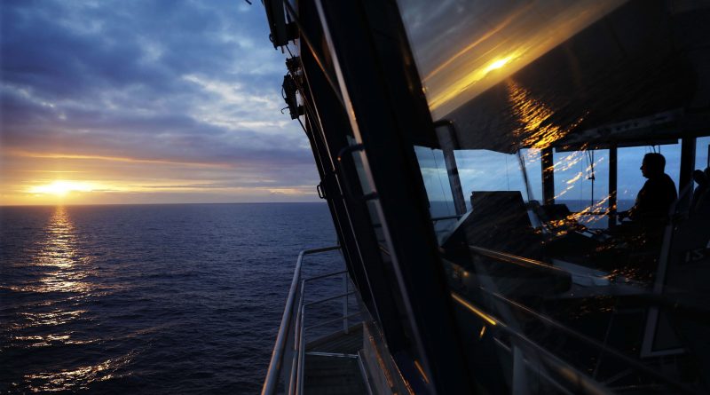 The Finnish icebreaker MSV Nordica sets sail in the North Pacific Ocean toward the Bering Strait on July 7, 2017. Increased shipping traffic in the Bering Sea has prompted Russia and the United States to make a joint submission to the IMO.