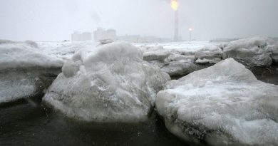 Gas flares, a producer of black carbon, go off at a an unnamed liquefied natural gas plant on Sakhalin island in Russia's Far East.