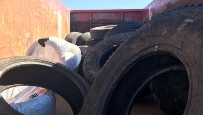Old car tires at Yellowknife's solid waste facility in 2021.