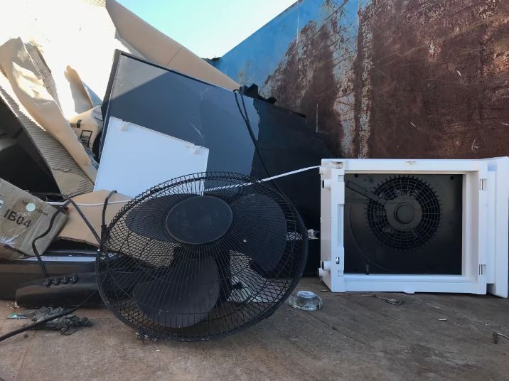 A pile of electronic waste at the dump in Yellowknife in 2021.