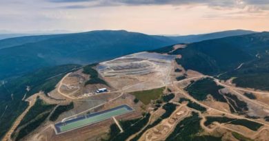 A view of the heap leach facility at Victoria Gold's Eagle mine north of Mayo, Yukon.