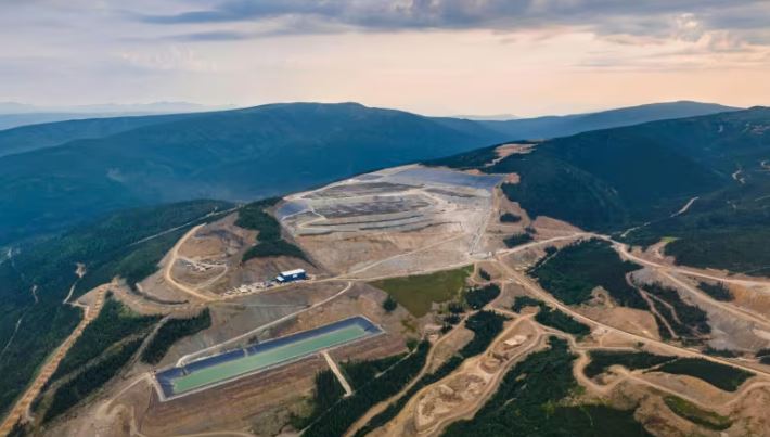 A view of the heap leach facility at Victoria Gold's Eagle mine north of Mayo, Yukon.