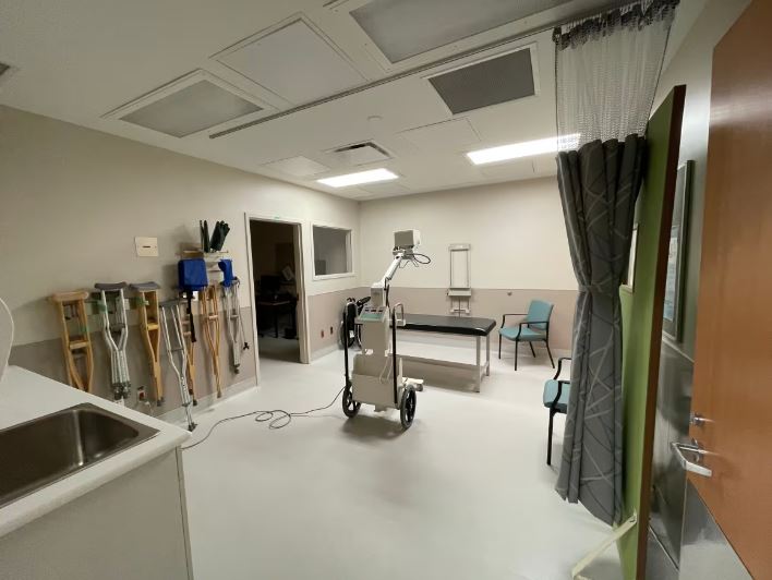 Inside a medical facility.