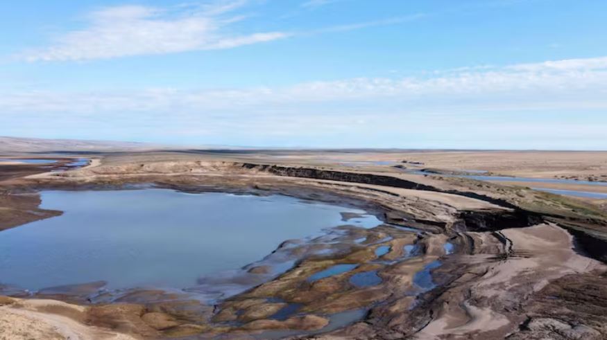 A lake on the tundra.