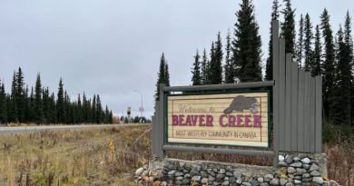 A roadside sign welcomes people to Beaver Creek.