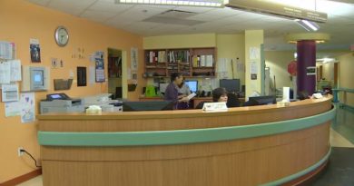 desk in building.