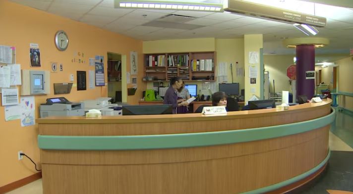 desk in building.