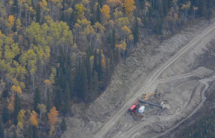A small mining operation seen from above.