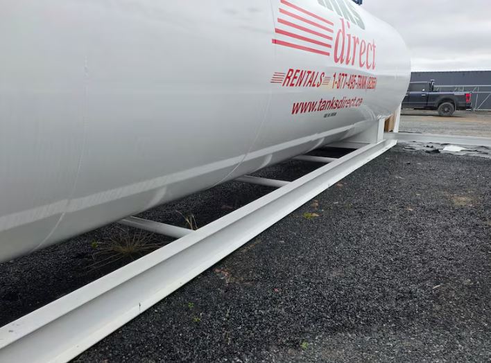 Stained gravel below fuel tank