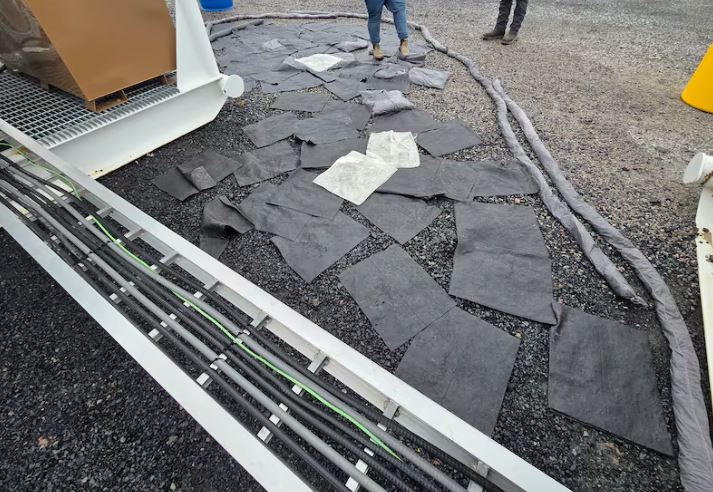 Soaker pads on discolored gravel