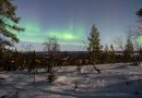 Northern lights illuminating the night sky over the Levi region in Lapland Finland, in December 2025.