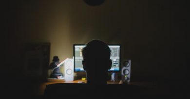 A person sitting in front of a computer