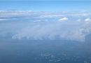 An aerial view of wildfire smoke.