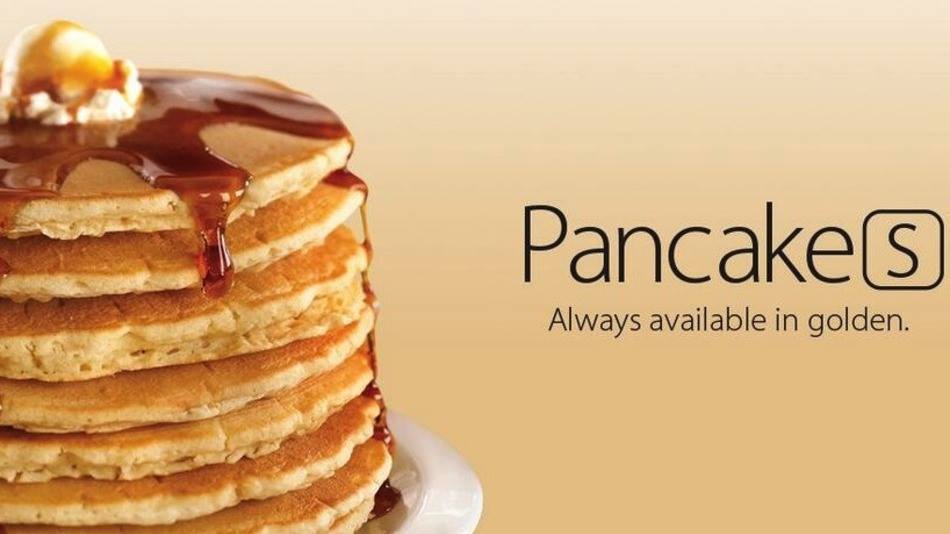 Illustration satirique, intitulé «Pancake S, doré, toujours disponible » en allusion aux iPhones. Source: everythingdifferent.co.uk/