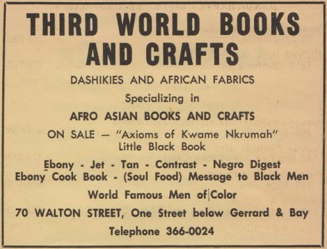 Publicité de la librairie Third World Book Store au cours des années '&).