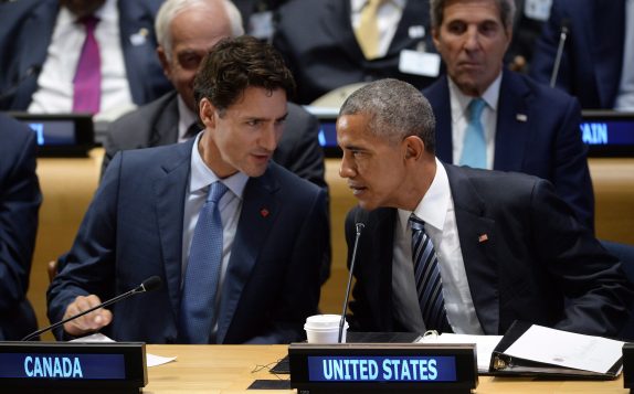 Justin Trudeau et Barack Obama à l'ONU. Sept. 2016 Sean Silpatrick / Presse canadienne
