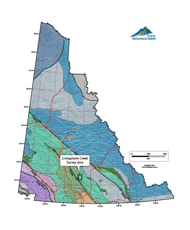 Les recherches étaient concentrées dans la zone de Livingstone Creek (Société géologique du Yukon)