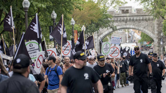 La Meute marche à Québec. Photo : Radio-Canada/Maxime Corneau