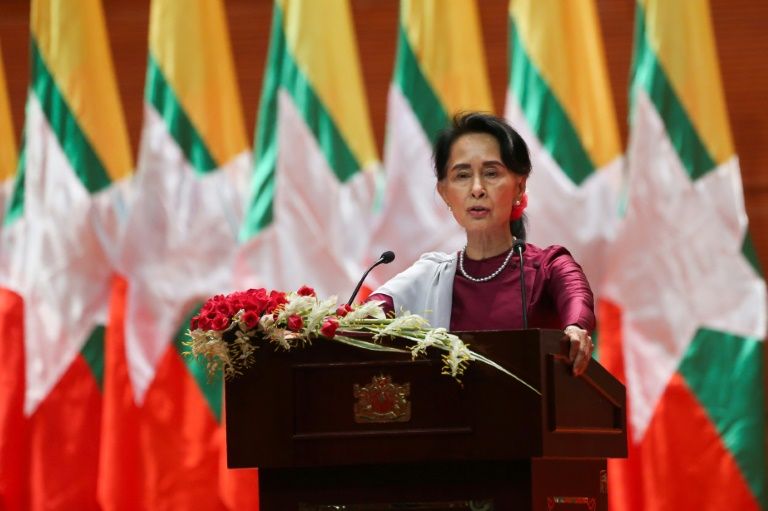 Aung San Suu Kyi lors de son discours télévisé à la nation birmane, le 19 septembre 2017. Photo. AP
