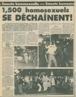 En juin 1976, près de 2000 personnes ont participé à la première manifestation homosexuelle de l’histoire du Québec en marchant dans la rue Dorchester (renommée boulevard René-Lévesque en 1987).