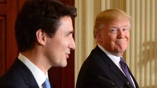 Justin Trudeau et Donald Trump lors d'une rencontre, l'an passé. PHOTO ARCHIVES LA PRESSE CANADIENNE