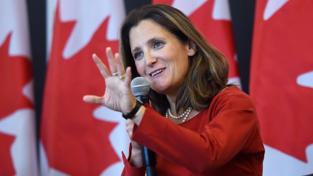 La ministre des Affaires étrangères, Chrystia Freeland. Photo : Radio-Canada