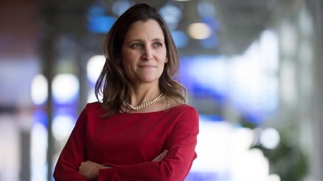 La ministre des Affaires étrangères du Canada, Chrystia Freeland. Photo Credit: Graham Hughes /Canadian Press