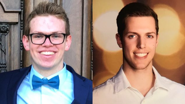 Xavier Labelle à droite, a survécu à l'accident d'autobus vendredi près de Tisdale, en Saskatchewan, alors que Parker Tobin, à gauche, est mort . (À gauche: Soumis par Brandon Ewanchyshyn, à droite: Soumis par Tanya Labelle)