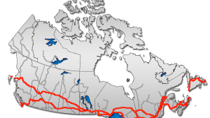 Route transcanadienne sur la carte du Canada