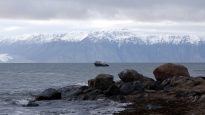 A fishing boat is seen near the arctic community of Pond Inlet
