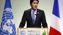 Canada’s Prime Minister Trudeau delivers a speech during the opening session of the World Climate Change Conference 2015 (COP21) at Le Bourget