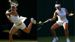 Les Canadiennes Eugenie Bouchard et Bianca Andreescu à Wimbledon en 2018.
