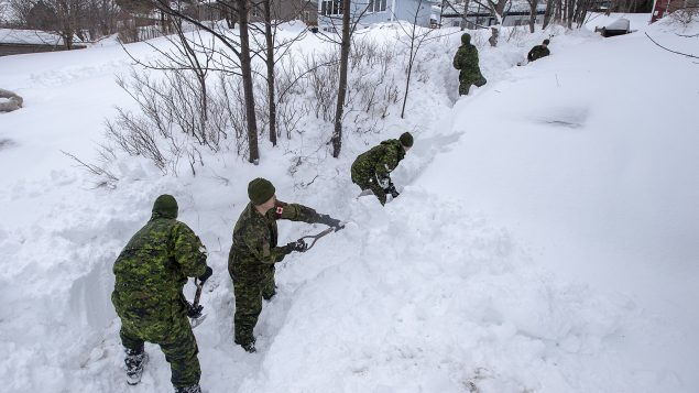 Des soldats des forces armées canadiennes participent au déneigement des entrées des résidences à Saint-Jean, la capitale de Terre-Neuve-et-Labrador - La Presse Canadienne / Andrew Vaughan