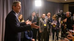 Brain Pallister, Prremier ministre du Manitoba, s'exprimant en point de presse à Winnpeg aujourd'hui 20 janvier 2020 - La Presse Canadienne / Mike Sudoma