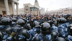 Heurts entre policiers et manifestants contre l'incarcération de l'opposant Alexei Navalny - Moscou 31.01.2021 - Photo : AP Photo / Alexander Zemlianichenko