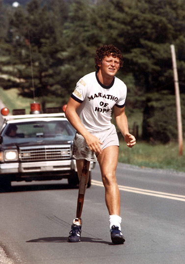 Terry Fox durante su Maratón de la Esperanza