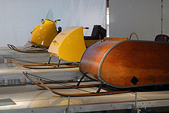 L’évolution du Ski-Doo. Voici différents prototypes qu’on peut voir au Musée Bombardier de Valcourt, au Québec. (Handout/Canadian Press)