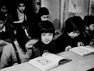 British Columbia ca. 1942 Internment Camps - Loyalty to the British Empire is taught these second and third generation Japanese children.