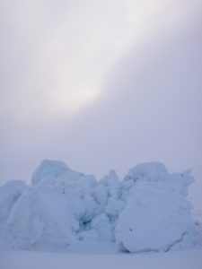 Ice gathered near Patricia Bay shoreline in northeast Baffin Island.