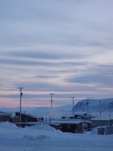 Homes near Patricia Bay in Clyde River, Nunavut.