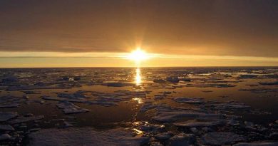 The sun sets over the Canadian Arctic. (Jeremy Harbeck / AFP)