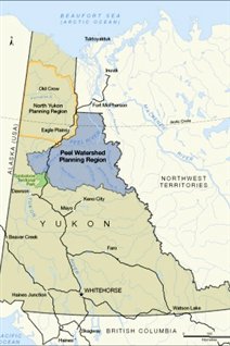 En violet, la région du bassin de la Peel. (Radio-Canada.ca)