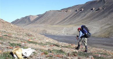 Anne Pélouas sur l'Île d'Ellesmere au parc national Quttinirpaaq (Nunavut). (BertrandLemeunier.com)