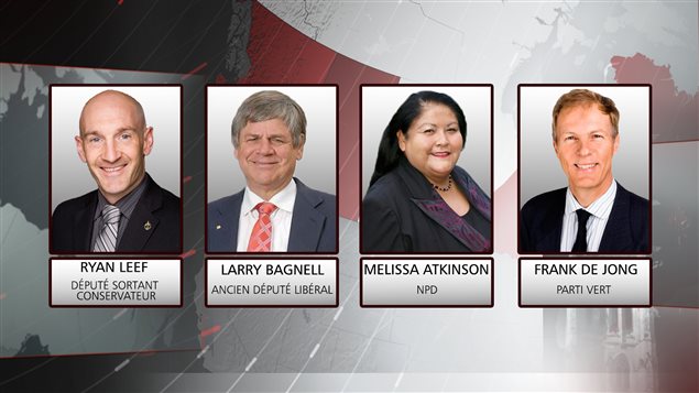 Les quatre candidats au Yukon en vue des élections fédérales. (ICI Radio-Canada)