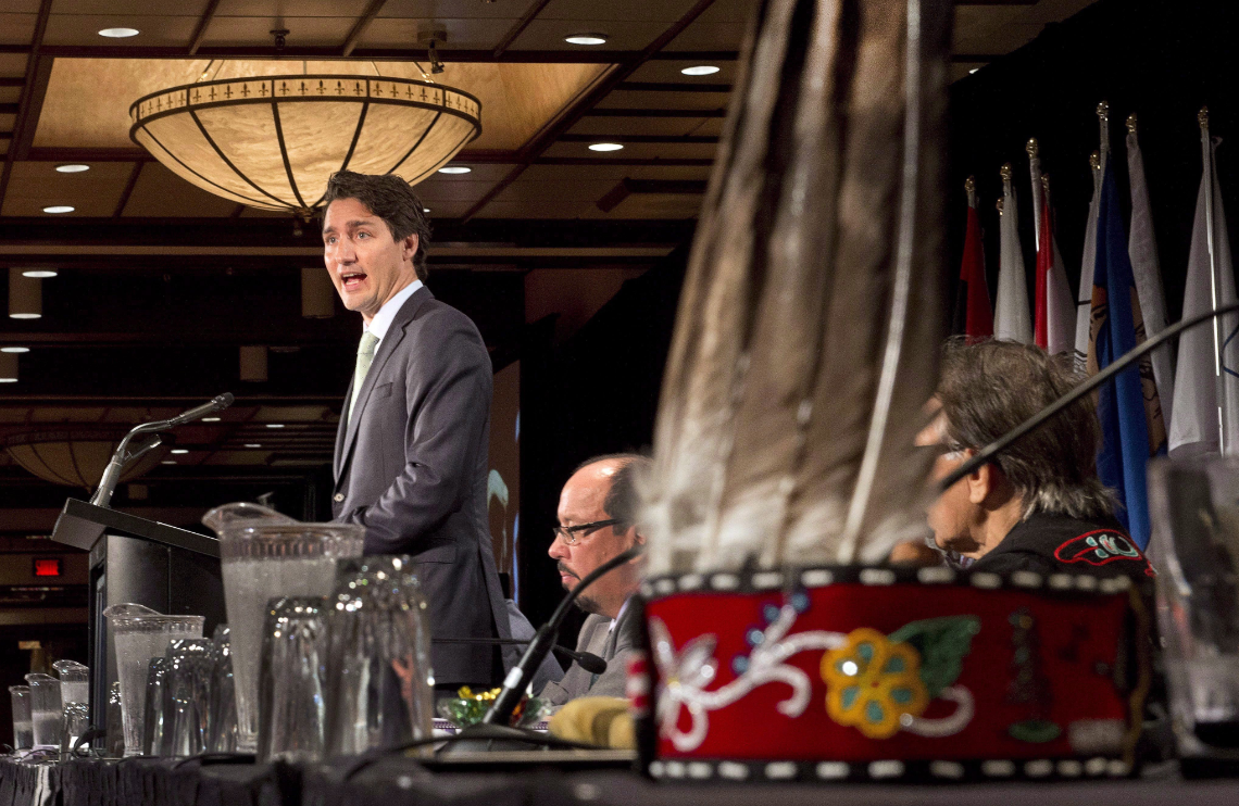 Justin Trudeau s'adresse à l' Assemblée des premières nations à Montréal en juillet 2015. (Ryan Remiorz/La Presse Canadienne)