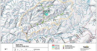Une carte montrant un plan rapproché du Yukon.