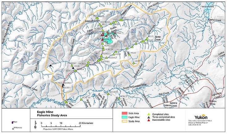 Une carte montrant un plan rapproché du Yukon.